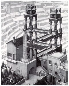 Lithograph of "Waterfall" by M.C. Escher